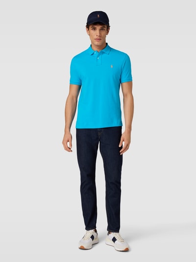 Polo Ralph Lauren Regular fit poloshirt met labelstitching Oceaanblauw - 1