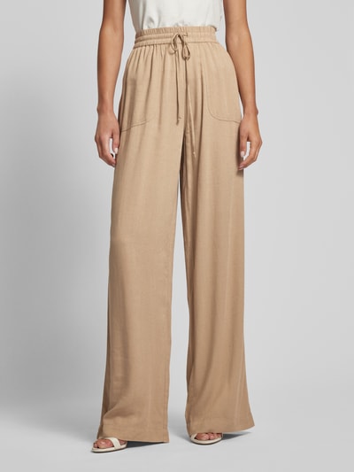 Kaffe Wide leg stoffen broek met opgestikte zakken, model 'milia' Taupe - 4