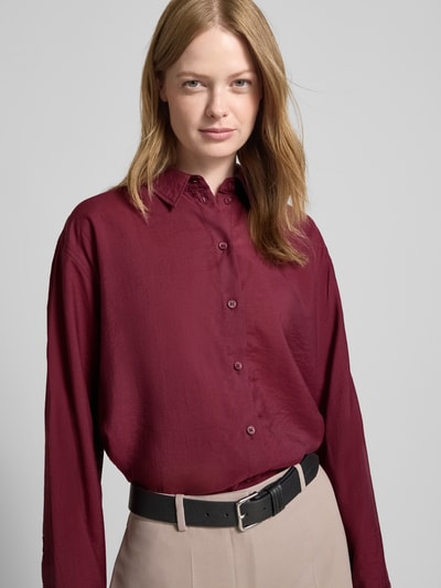 Jake*s Collection Overhemdblouse met knoopsluiting Aubergine - 3