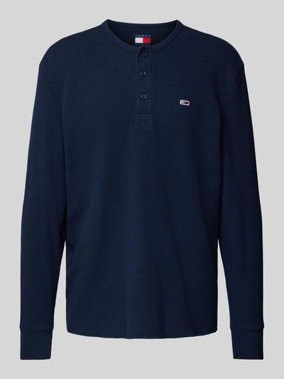 Tommy Jeans Regular Fit Longsleeve mit Logo-Stitching Modell 'HENLEY' Marine 1