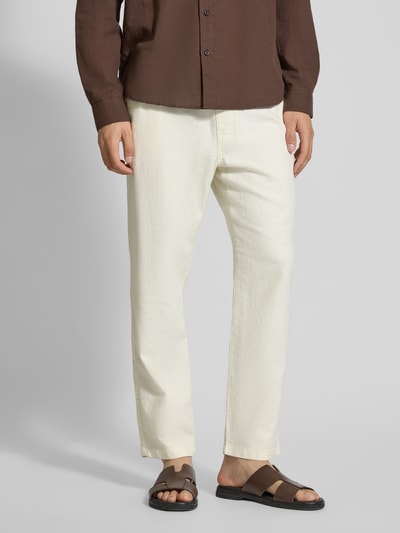 JAKE*S STUDIO MEN Straight Leg Stoffhose mit Strukturmuster Offwhite 4