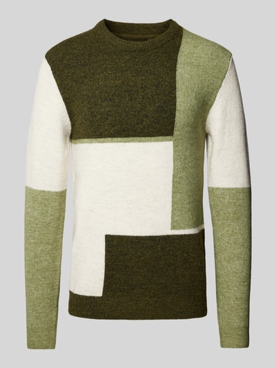 Blend Gebreide pullover met ribboorden Olijfgroen - 2