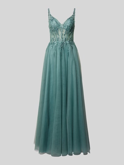 Luxuar Abendkleid mit Strasssteinbesatz Gruen 2