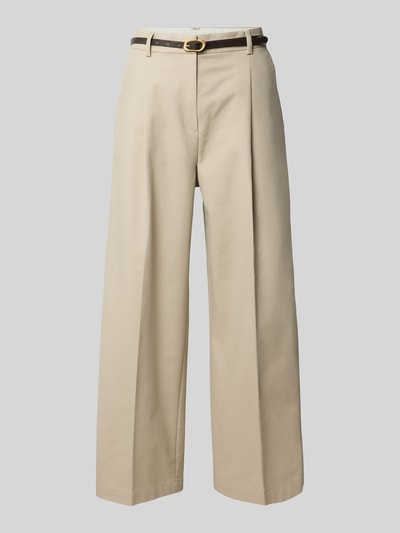 Produktfoto, Wide Fit Hose mit integriertem Gürtel von Jake*s Collection in Beige, Baumwoll-Mix, Bundfalten, Knopf- und Reißverschluss, strukturierte Textur