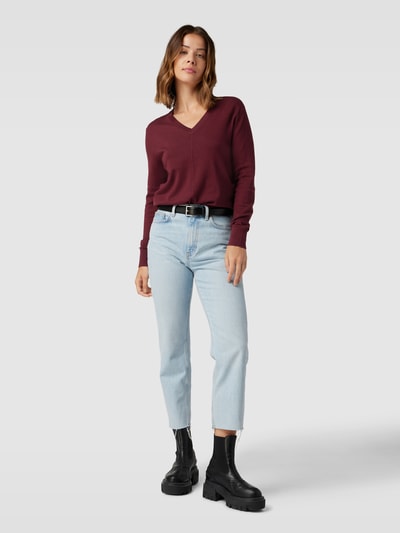 Montego Strickpullover mit V-Ausschnitt (bordeaux) online kaufen
