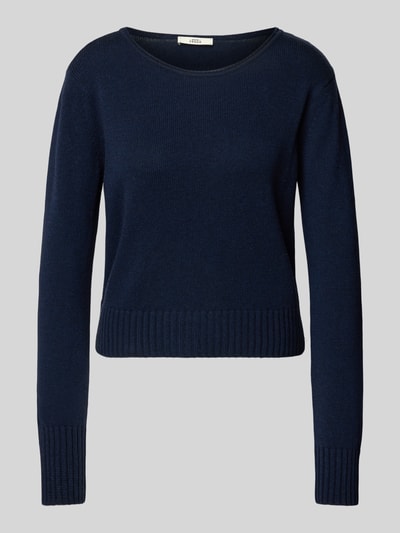 0039 Italy Gebreide pullover van kasjmiermix met ronde hals Donkerblauw - 2