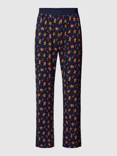 Christian Berg Men Pyjamahose mit Allover-Muster Mittelbraun 1