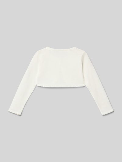 Happy Girls Cropped Bolero in Strick-Optik mit Zierbordüren Offwhite 3