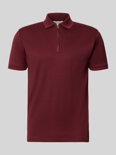 Produktfoto, bordowa koszulka polo Regular Fit Poloshirt aus Baumwoll-Mix Modell 'FAVE' von Selected Homme, gładka faktura, Herren Poloshirt