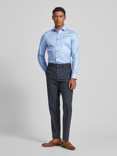 OLYMP Level Five Slim Fit Businesshemd aus Uni Struktur Bleu 1