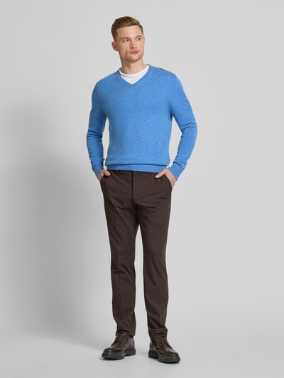 Christian Berg Men Wollpullover mit V-Ausschnitt und Kaschmir-Anteil Bleu Melange 1