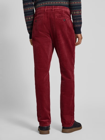 Christian Berg Men Straight fit corduroy broek met Franse steekzakken Kersenrood - 5