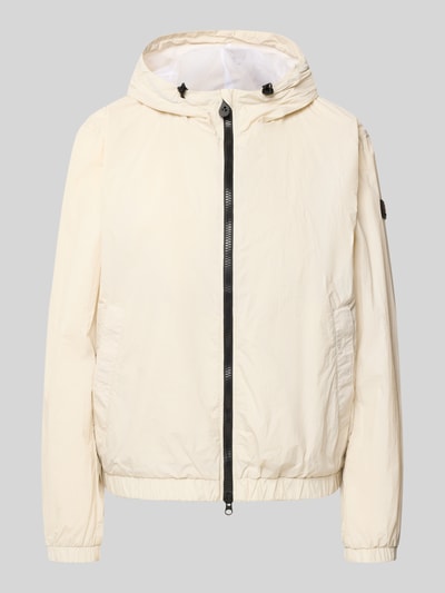 Produktfoto, Regular Fit Jacke mit Kapuze Modell 'Nigle' von Peuterey, helle Farbe, glatte Struktur, Eingrifftaschen, elastische Abschlüsse, Zweiwege-Reißverschluss, Rückenlänge 60 cm, Schulterbreite 47 cm, Brustweite 57 cm, Ärmellänge 61 cm, Größe 38