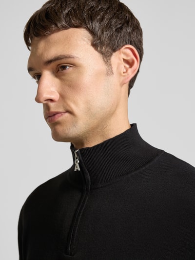 Armedangels Regular Fit Troyer aus reiner Baumwolle Modell 'FAABES' Black 3