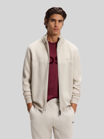 BOSS Green Regular Fit Strickjacke aus Viskose-Mix Offwhite 4