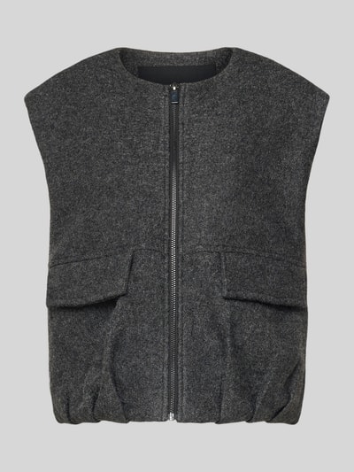 Produktfoto, donkergrijze bodywarmer met ritssluiting, klepzakken, regular fit in mix van viscose en wol, Weste met Reißverschluss Modell 'Womaya' van Opus