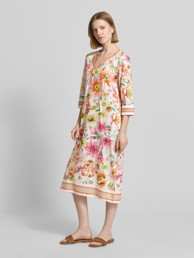Emily Van den Bergh Tunikakleid im Allover-Look mit V-Ausschnitt Weiss 1