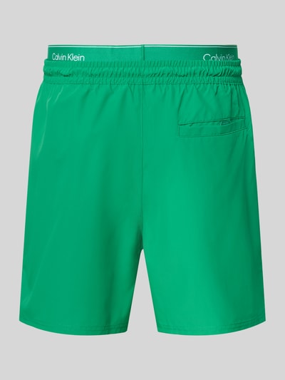 Produktfoto, Regular Fit Shorts mit integriertem Slip von Calvin Klein Underwear, zielona, gładka faktura, wyhaftowane logo, elastyczny pas z tunelem