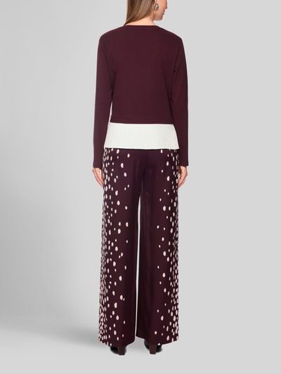 Marc Cain Loose fit shirt met lange mouwen van katoenmix met geplisseerd volantdetail Bordeaux - 5