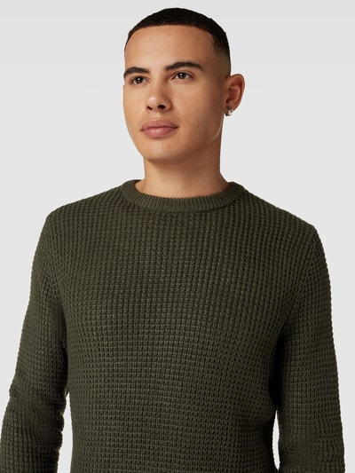 Jack & Jones Strickpullover mit Rundhalsausschnitt Modell 'WILLIAM' Dunkelgruen 3