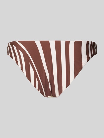 Produktfoto, Bikini-Slip mit seitlichem Zierelement Modell 'COASTLINE' von Seafolly in Braun-Weiß mit Streifenmuster, High Cut, Material-Mix mit Stretch
