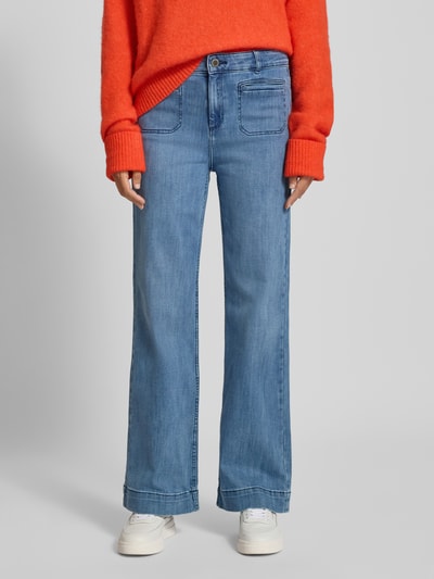 Christian Berg Woman Flared fit jeans van katoenmix met paspelzakken Offwhite - 4