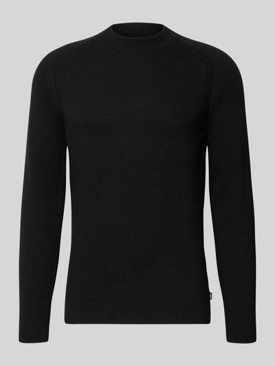 Produktfoto, schwarzer Regular Fit Pullover aus Viskose-Woll-Mix Modell 'Wylandor' von JOOP! COLLECTION, glatte Textur vor grauem Hintergrund