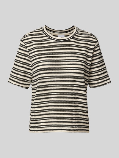 Jake*s Collection T-Shirt in Strick-Optik Black 2