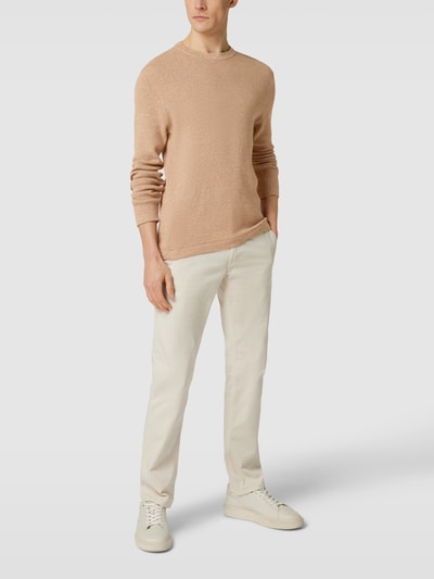 Selected Homme Regular Fit Strickpullover mit Strukturmuster Modell 'ROCKS' Beige 1