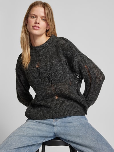 Only Oversized Pullover mit Strickmuster Modell 'MAYA' Black 3