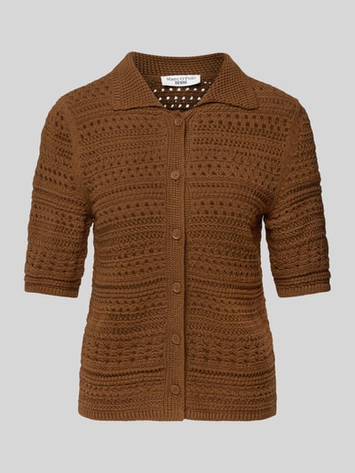 Marc O'Polo Denim Strickpullover mit Lochmuster Mittelbraun 2