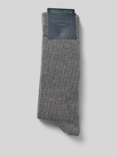 Christian Berg Men Sokken met labelprint in een set van 2 paar Grafiet gemêleerd - 3