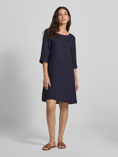 ZABAIONE Linnen jurk met ronde hals, model 'Le44tizia Donkerblauw - 1