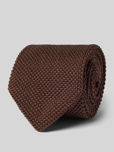 Produktfoto, braune Krawatte aus reiner Seide Modell '7,5 cm' von OLYMP, feine Strickstruktur, rechteckige Form, Herren Krawatte von OLYMP