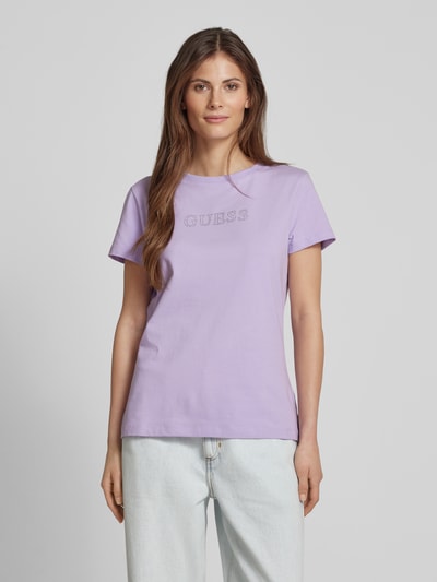 Guess Activewear T-shirt z detalem z logo model ‘BRIANA’ Jasnofioletowy 4