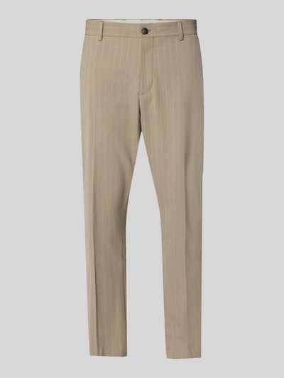 Selected Homme Spodnie garniturowe o kroju slim fit w prążki Model 'SLIM-LIAM' Piaskowy 2