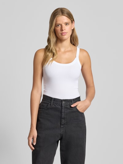 Gina Tricot Tanktop aus Bio-Baumwoll-Mix mit Rippenstruktur Weiss 4