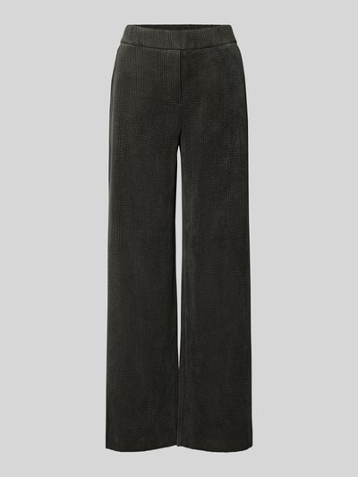 Produktfoto, schwarze Cordhose mit weichem, strukturiertem Stoff, elastischer Bund, weiter Schnitt, Modell 'Catsby' von someday., Material-Mix mit Stretch-Anteil