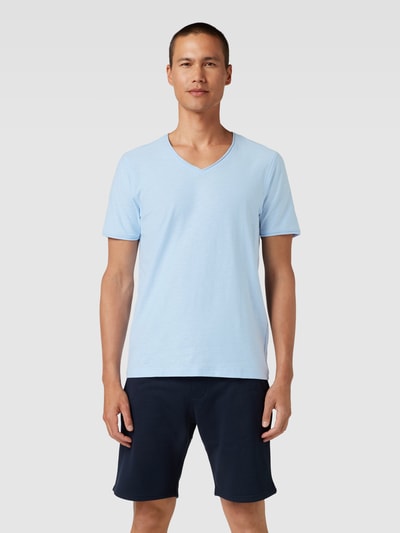 MCNEAL Regular Fit T-Shirt aus Baumwolle mit V-Ausschnitt Bleu 4