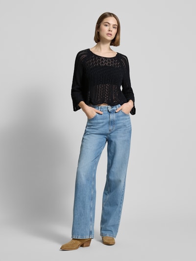 Only Cropped Strickpullover mit Baumwoll-Anteil Modell 'NOLA' Black 1