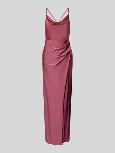 Productfoto, Regular Fit Abendkleid mit Raffungen van V.M., satijn, roze, rugdecolleté, spaghetti-bandjes, ritssluiting achter, lengte 131 cm, borstwijdte 30 cm