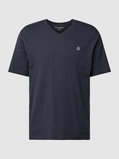 Marc O'Polo T-Shirt mit V-Ausschnitt in unifarbenem Design Dunkelblau 2