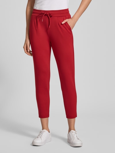 ICHI Joggingbroek met verkorte pasvorm en elastische band Rood - 4