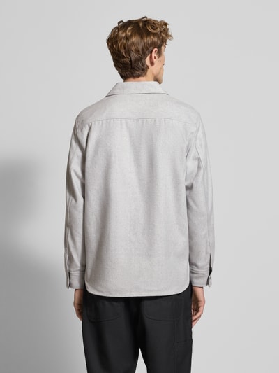 Replay Regular Fit Hemdjacke mit Lanawoll-Anteil Mittelgrau Melange 5