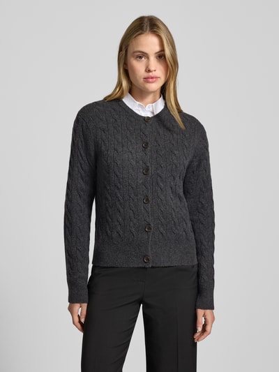 Christian Berg Woman Selection Strickjacke aus Woll-Mix mit Strukturmuster Anthrazit Melange 4