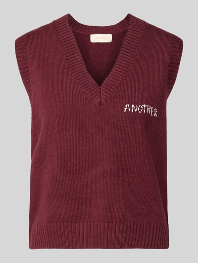 ANOTHER COTTON LAB Bezrękawnik z wyhaftowanym logo Ciemnoczerwony 2