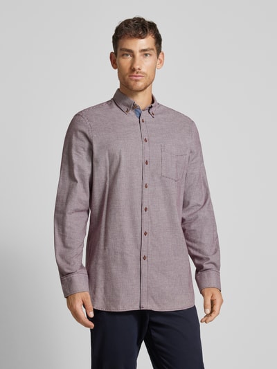 Christian Berg Men Koszula casualowa o kroju regular fit z kołnierzykiem typu button down Bordowy 4