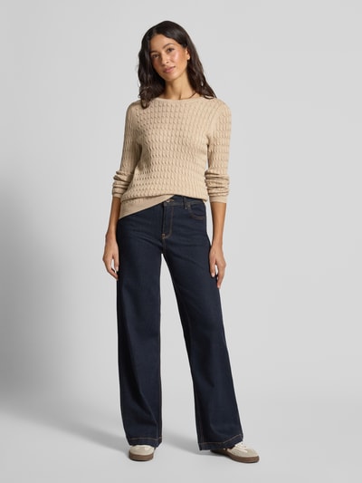 Christian Berg Woman Gebreide pullover met kabelpatroon Zand gemêleerd - 1