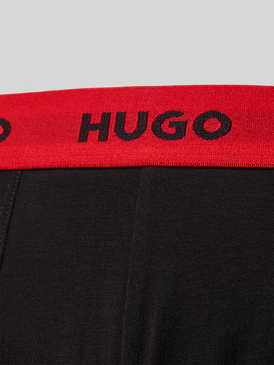 Produktfoto, Trunks mit elastischem Label-Bund im 3er-Pack Modell 'BOXER BRIEF' von HUGO, Optik: Unifarben, Jersey aus Baumwoll-Mix, Detailaufnahme