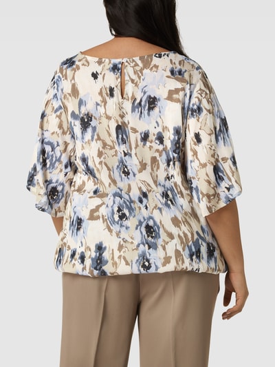 KAFFE Curve PLUS SIZE blouse met all-over motief, model 'Riona Ami' Bleu - 5